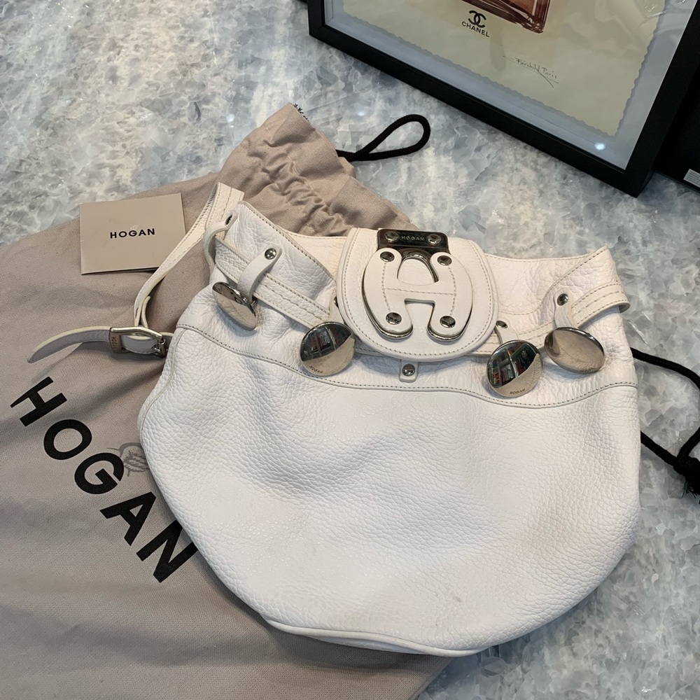 Hogan white leather shoulder bag